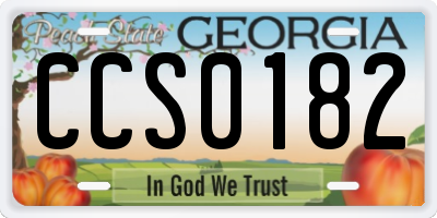 GA license plate CCS0182