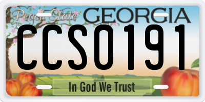GA license plate CCS0191
