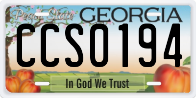 GA license plate CCS0194