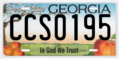 GA license plate CCS0195