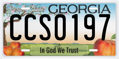 GA license plate CCS0197
