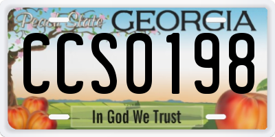 GA license plate CCS0198