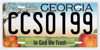 GA license plate CCS0199