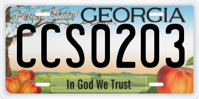 GA license plate CCS0203