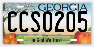 GA license plate CCS0205