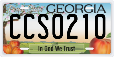 GA license plate CCS0210