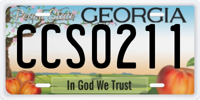 GA license plate CCS0211
