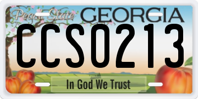 GA license plate CCS0213