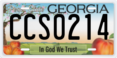 GA license plate CCS0214