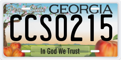 GA license plate CCS0215