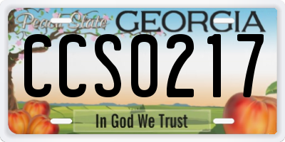 GA license plate CCS0217