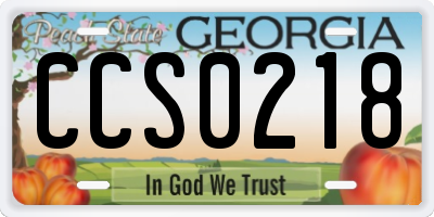 GA license plate CCS0218