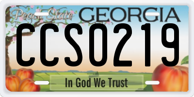 GA license plate CCS0219