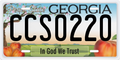 GA license plate CCS0220