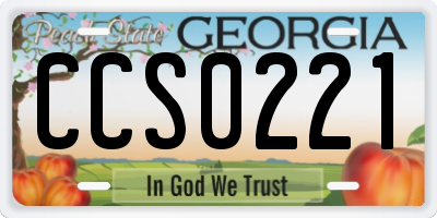 GA license plate CCS0221