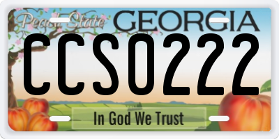 GA license plate CCS0222