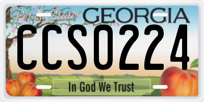 GA license plate CCS0224