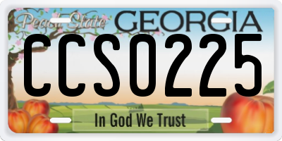 GA license plate CCS0225
