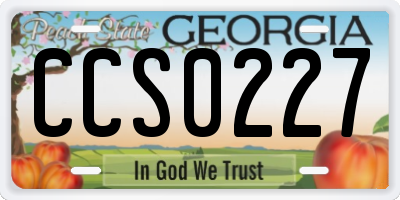 GA license plate CCS0227