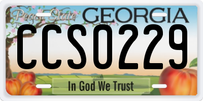 GA license plate CCS0229