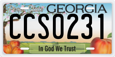GA license plate CCS0231