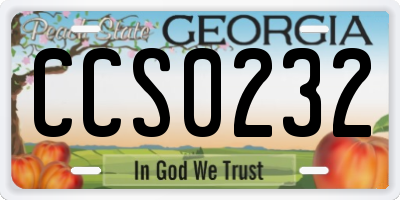 GA license plate CCS0232