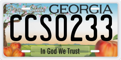 GA license plate CCS0233