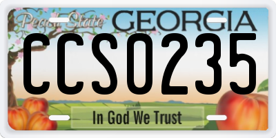GA license plate CCS0235