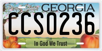 GA license plate CCS0236