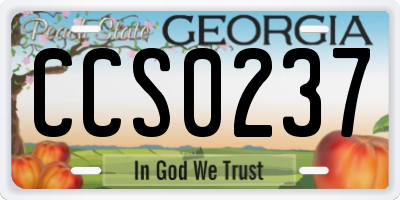 GA license plate CCS0237