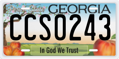 GA license plate CCS0243