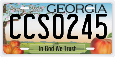 GA license plate CCS0245