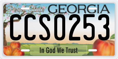 GA license plate CCS0253