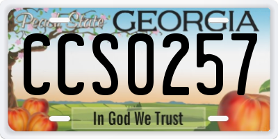 GA license plate CCS0257