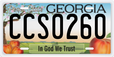 GA license plate CCS0260