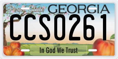 GA license plate CCS0261