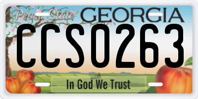 GA license plate CCS0263