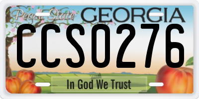 GA license plate CCS0276