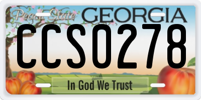 GA license plate CCS0278
