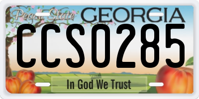 GA license plate CCS0285