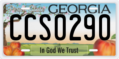 GA license plate CCS0290