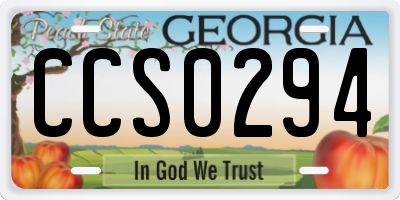 GA license plate CCS0294