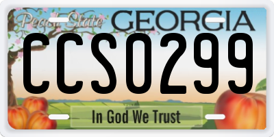 GA license plate CCS0299