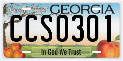 GA license plate CCS0301