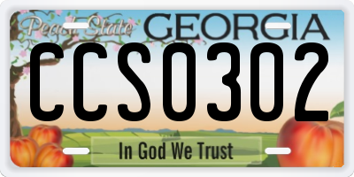 GA license plate CCS0302
