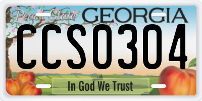 GA license plate CCS0304