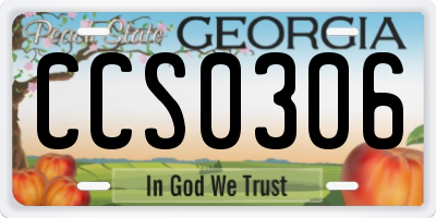 GA license plate CCS0306