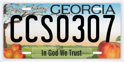 GA license plate CCS0307