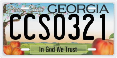 GA license plate CCS0321