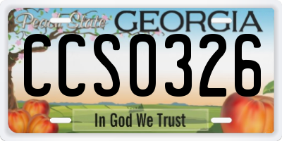GA license plate CCS0326